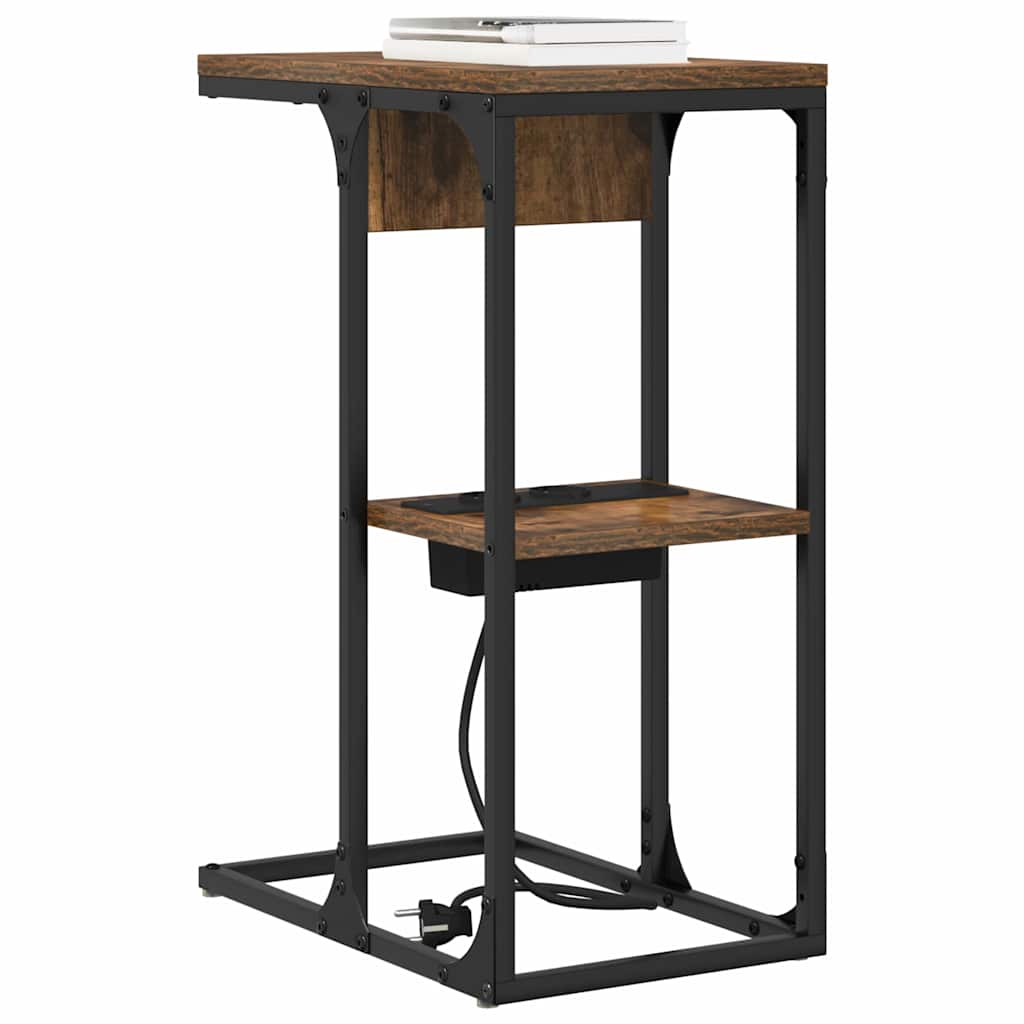 vidaXL Nachtkastje Gerookt eiken 41.5 x 26 x 60.5 cm Bewerkt hout
