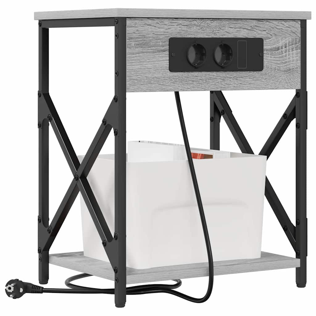 vidaXL Nachtkastje met lade Grijs sonoma 41 x 31 x 51 cm Bewerkt hout