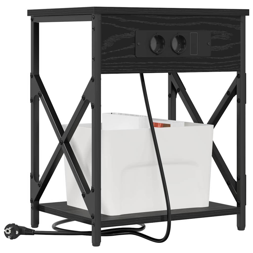 vidaXL Nachtkastje met lade Zwart eiken 41 x 31 x 51 cm Bewerkt hout
