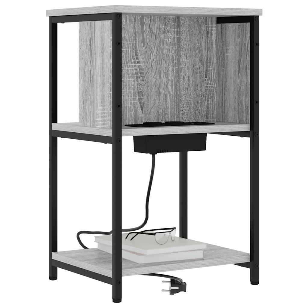 vidaXL Nachtkastje Grijs sonoma 38 x 31 x 61 cm Bewerkt hout