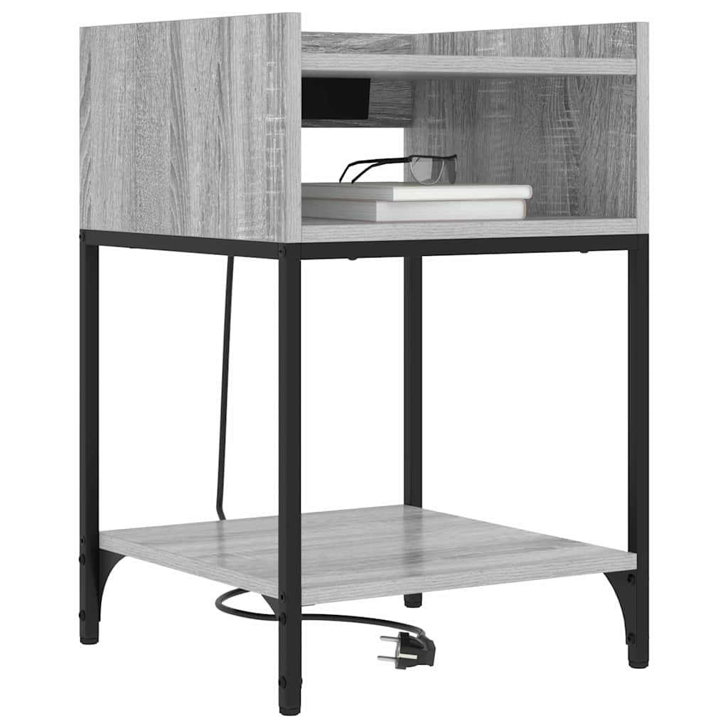 vidaXL Nachtkastje met plank Grijs sonoma 40 x 40 x 61 cm Bewerkt hout