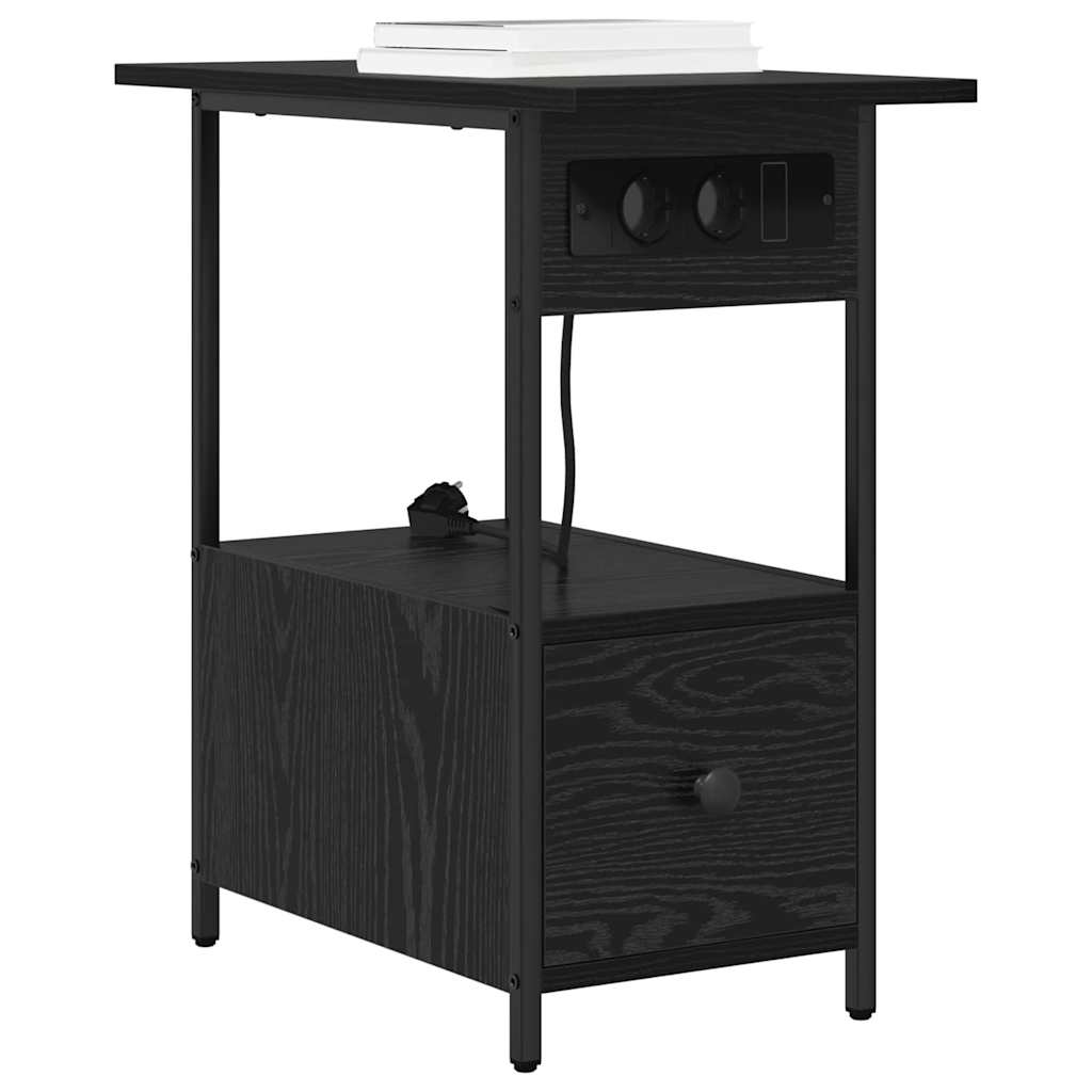 vidaXL Nachtkastje met lade Zwart eiken 60 x 30 x 61 cm Bewerkt hout