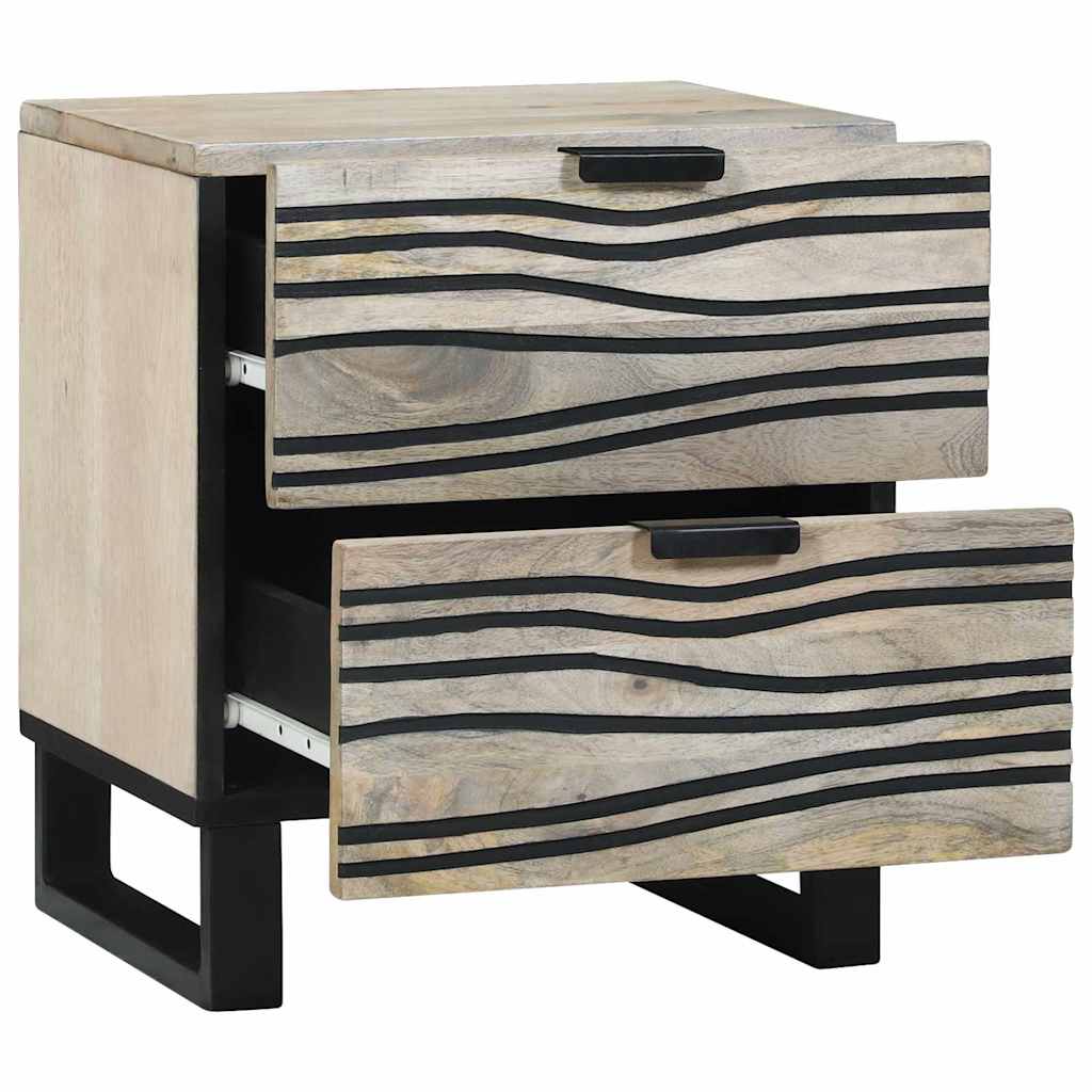 vidaXL Nachtkastje Wit en zwart 40 x 33 x 46 cm massief mangohout
