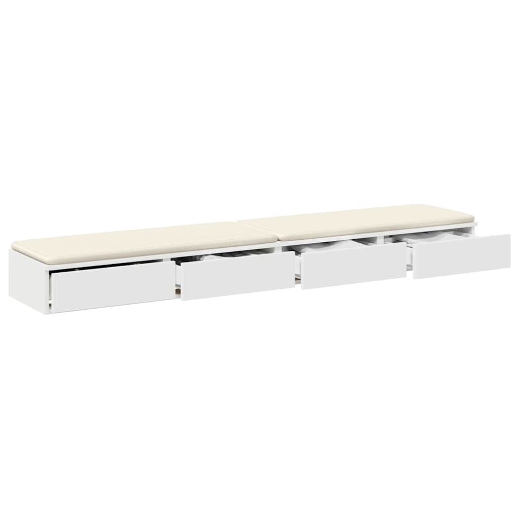 vidaXL Bedlades met lade Wit 180 x 36,5 x 16,5 cm Bewerkt hout
