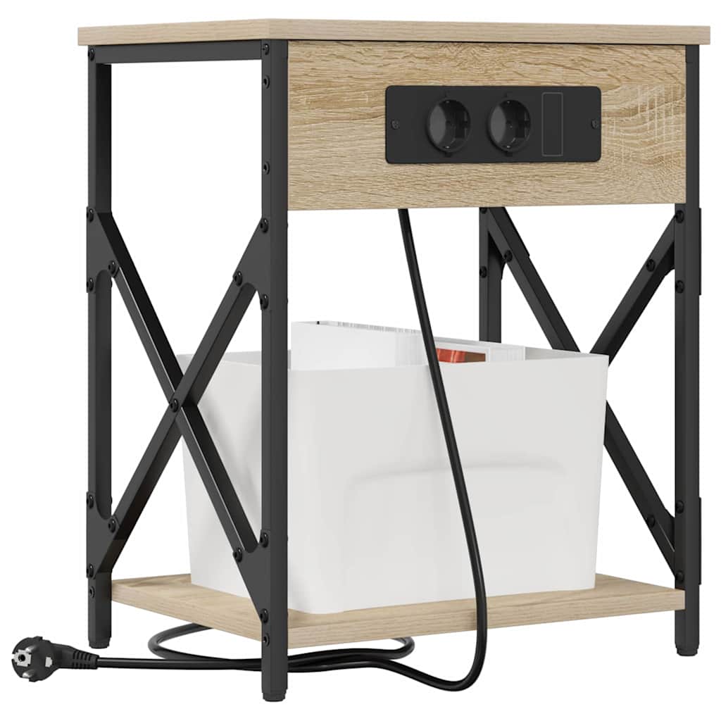 vidaXL Nachtkastje 2 pcs Sonoma eiken 41 x 31 x 51 cm Bewerkt hout