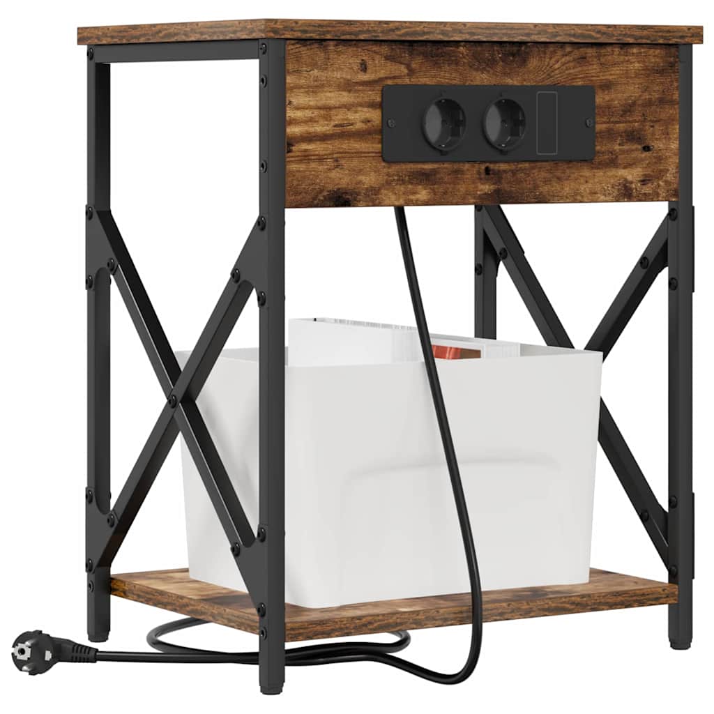 vidaXL Nachtkastje 2 pcs Gerookt eiken 41 x 31 x 51 cm Bewerkt hout