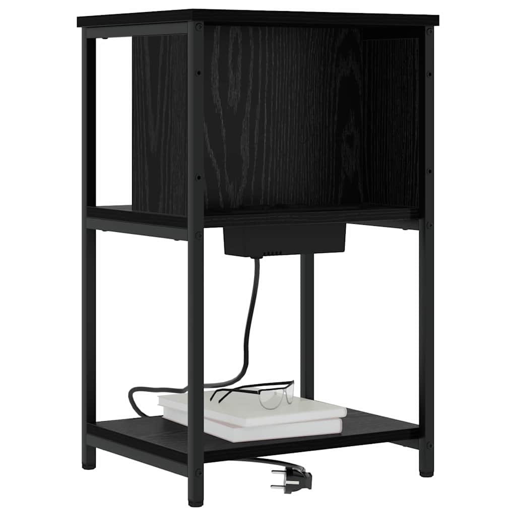 vidaXL Nachtkastje 2 pcs Zwart eiken 38 x 31 x 61 cm Bewerkt hout