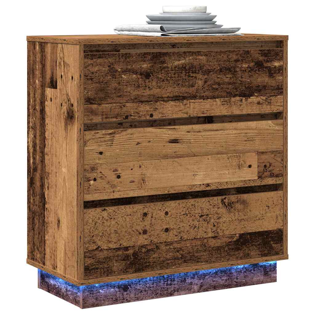 vidaXL Nachtkastje met LED in Oud Hout 71x34,5x75 cm - Kunststof