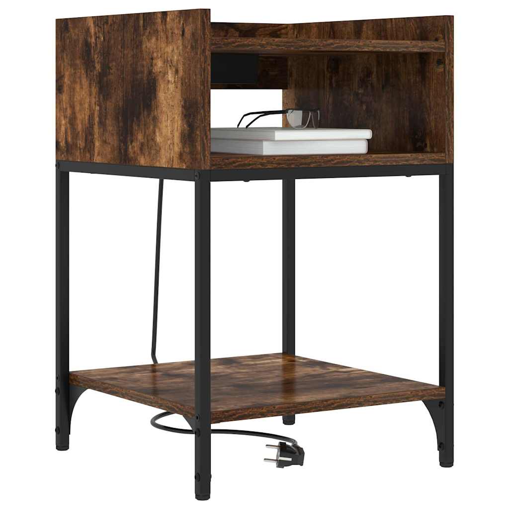 vidaXL Bedside kasten 2 pcs Gerookt eiken 40 x 40 x 61 cm Bewerkt hout
