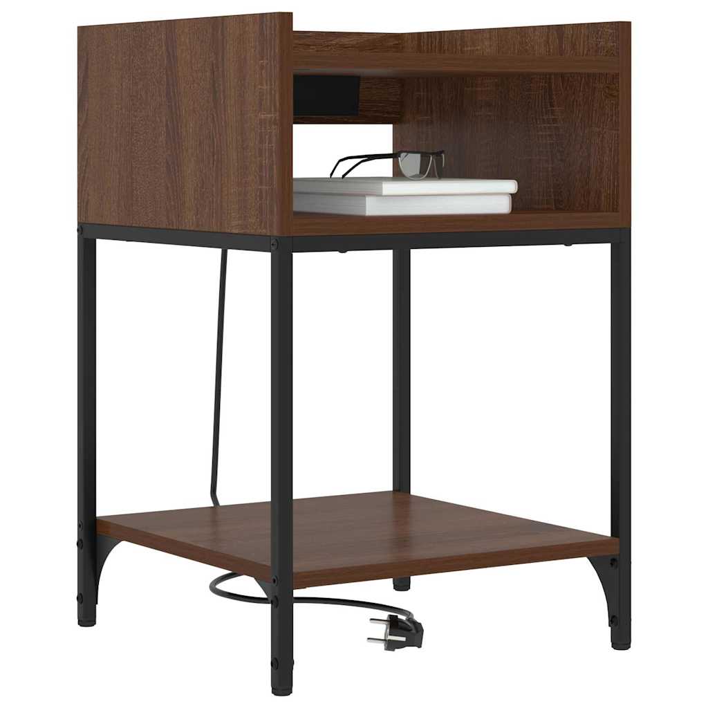 vidaXL Bedside kasten met plank 2 pcs bruin eikenkleur 40 x 40 x 61 cm