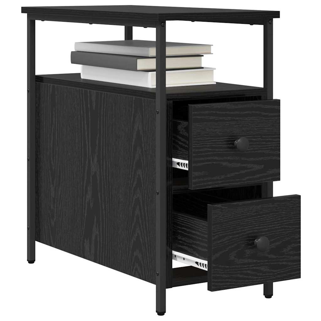 vidaXL Nachtkastje 2 pcs Zwart eiken 30 x 60 x 60 cm Bewerkt hout