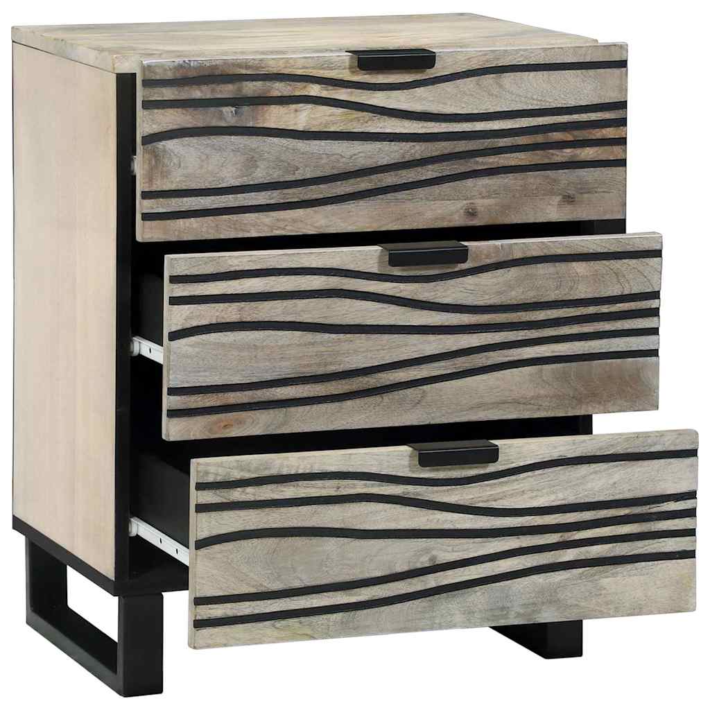 vidaXL Nachtkastje Wit en zwart 50 x 33 x 60 cm massief mangohout
