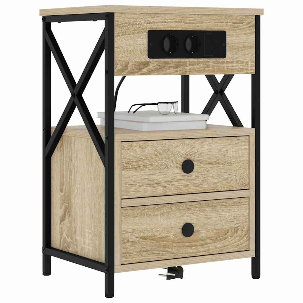 vidaXL Nachtkastje 2 pcs Sonoma eiken 40 x 31 x 60 cm Bewerkt hout