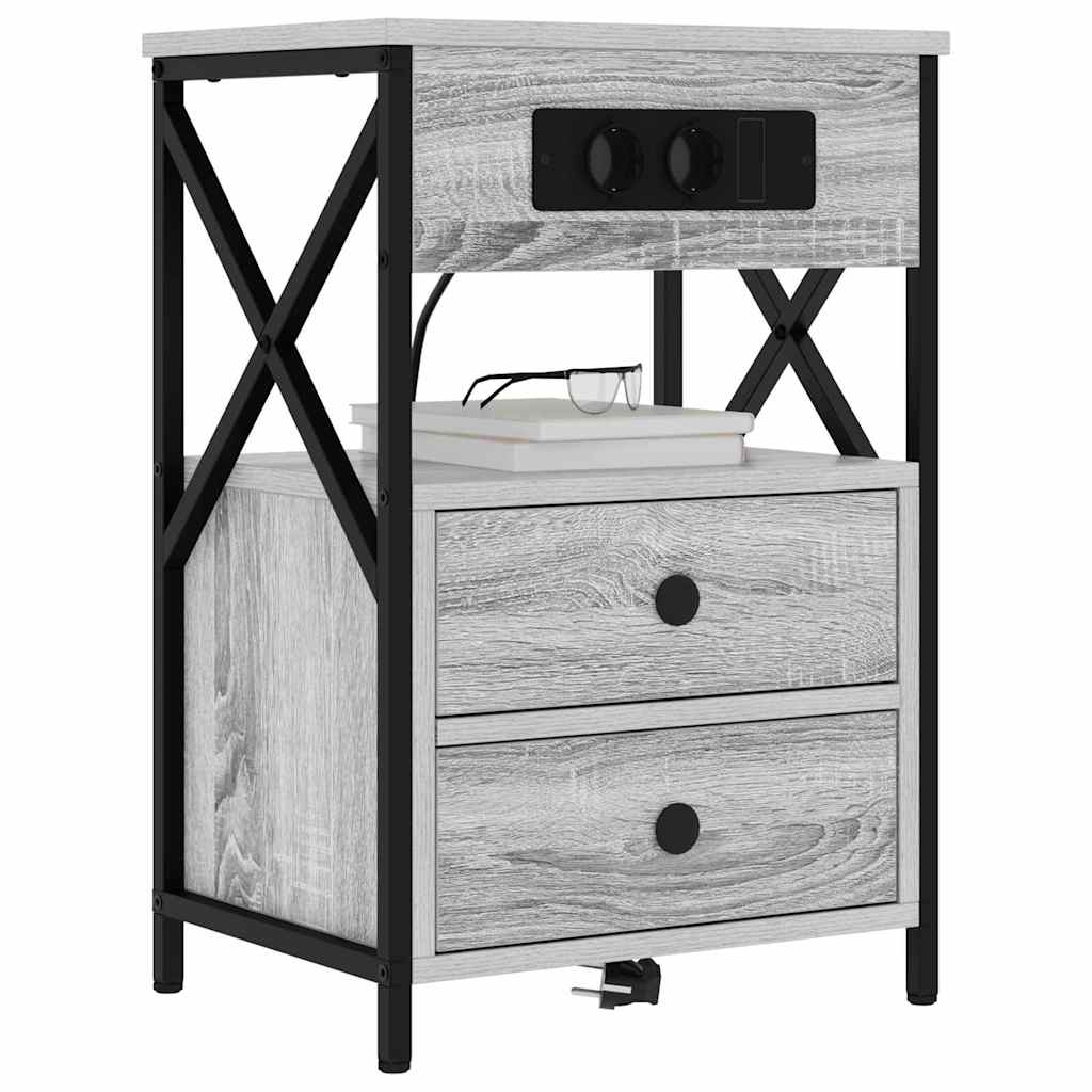 vidaXL Nachtkastje 2 pcs Grijs sonoma 40 x 31 x 60 cm Bewerkt hout