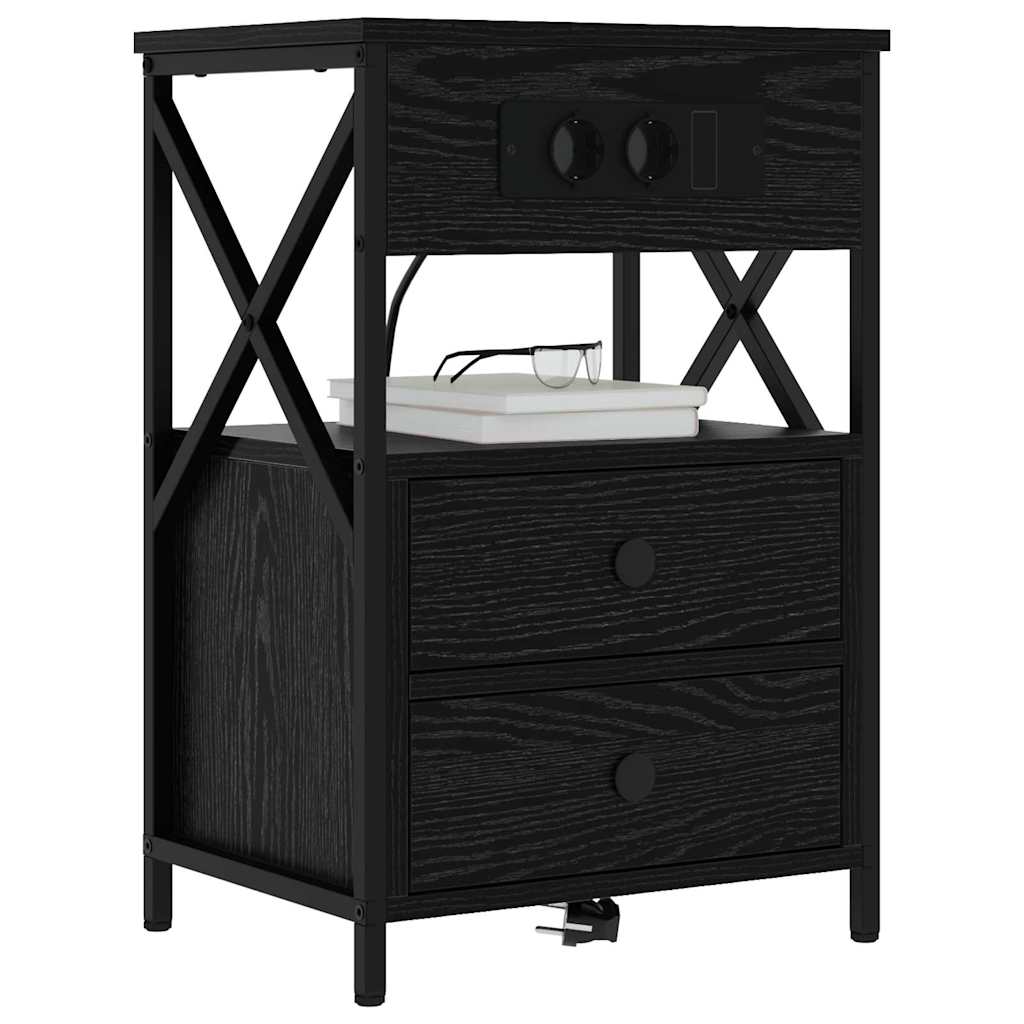 vidaXL Nachtkastje 2 pcs Zwart eiken 40 x 31 x 60 cm Bewerkt hout