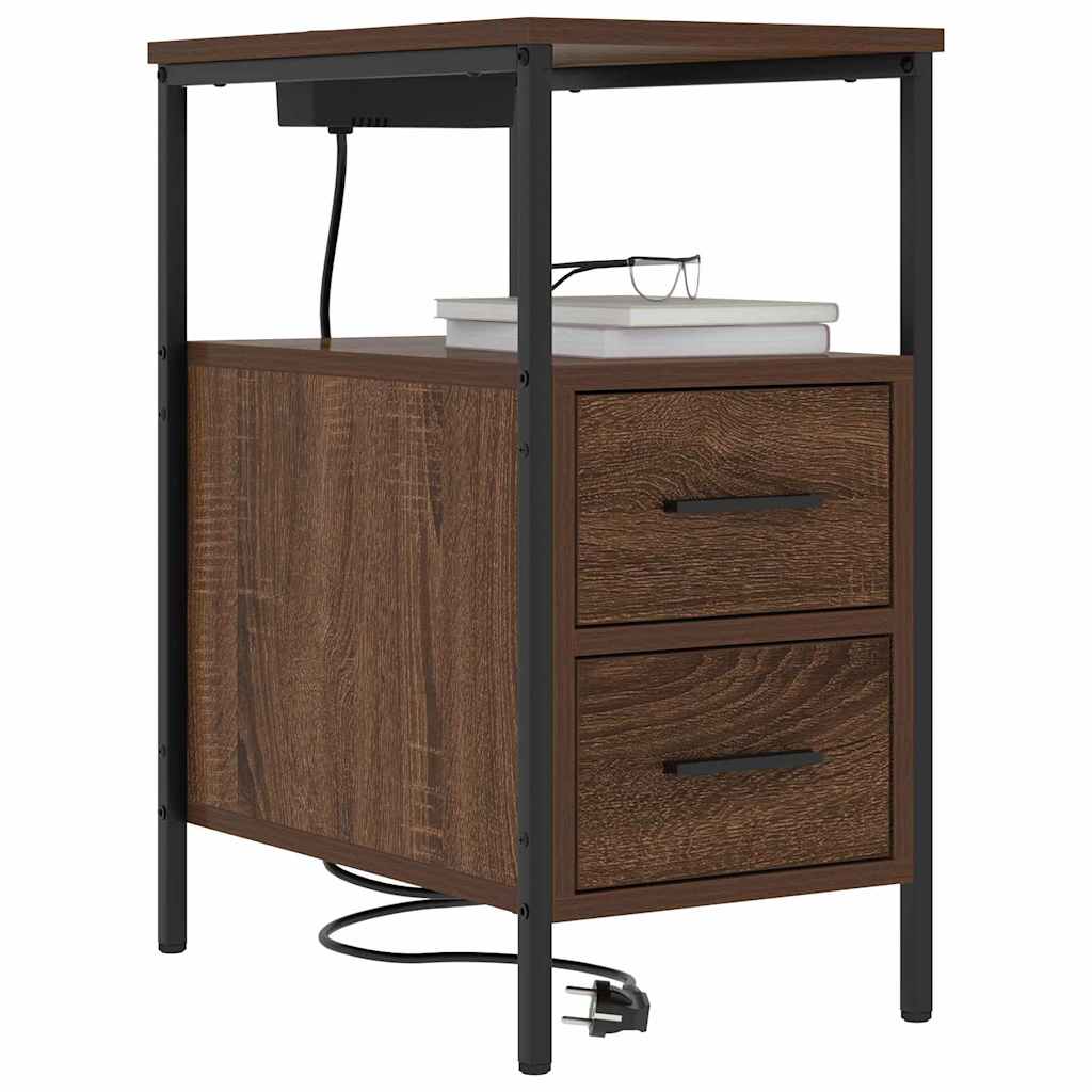 vidaXL Bedside kasten met lade 2 pcs bruin eikenkleur 30 x 48 x 61 cm