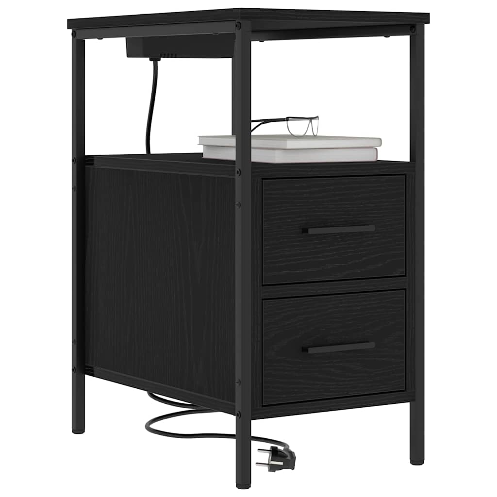 vidaXL Bedside kasten 2 pcs Zwart eiken 30 x 48 x 61 cm Bewerkt hout