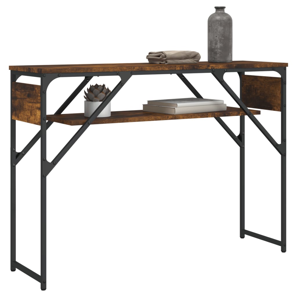 vidaXL Wandtafel met schap 105x30x75 cm bewerkt hout gerookt eiken