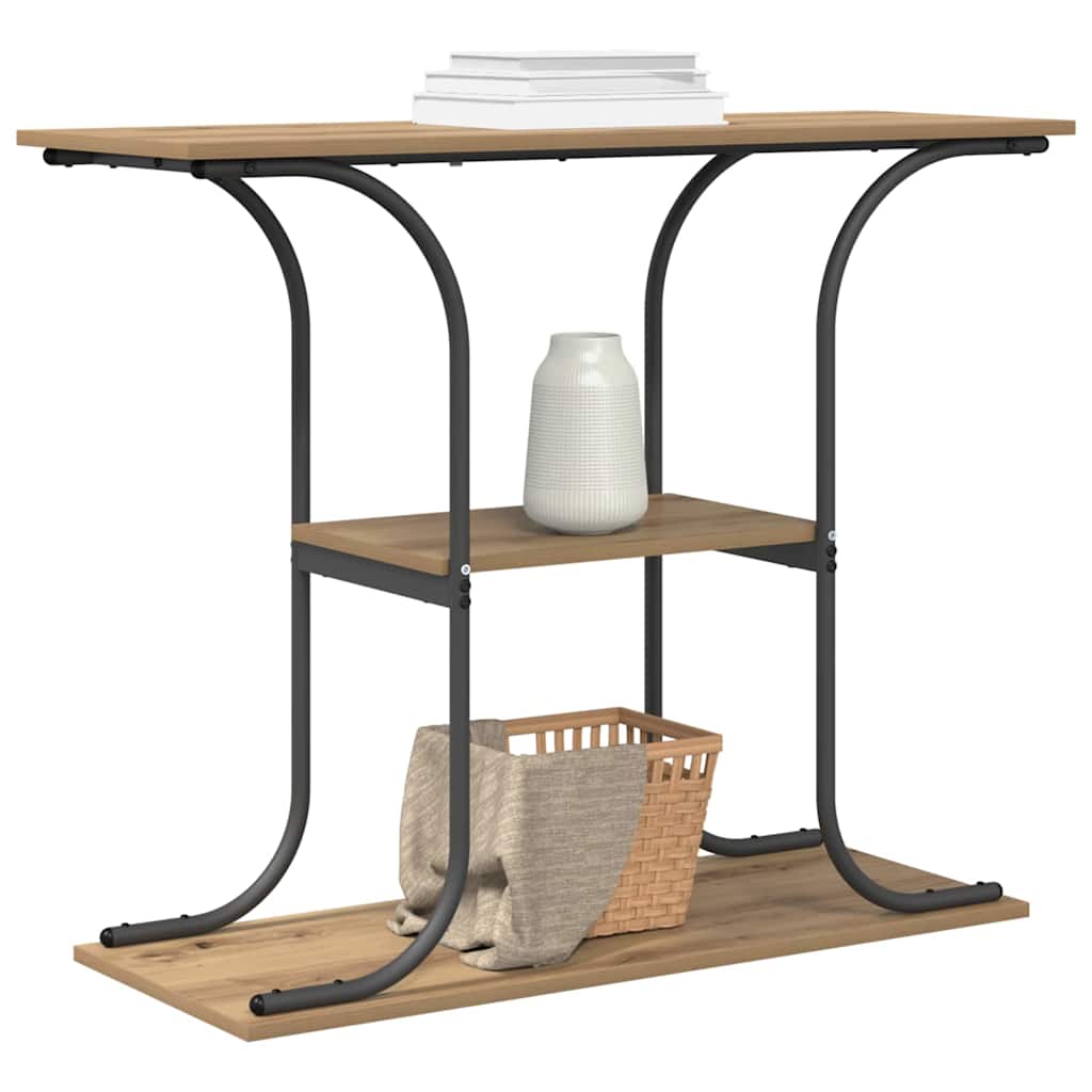 vidaXL Wandtafel met plank artisanaal eikenkleurig 101 x 35 x 80.5 cm