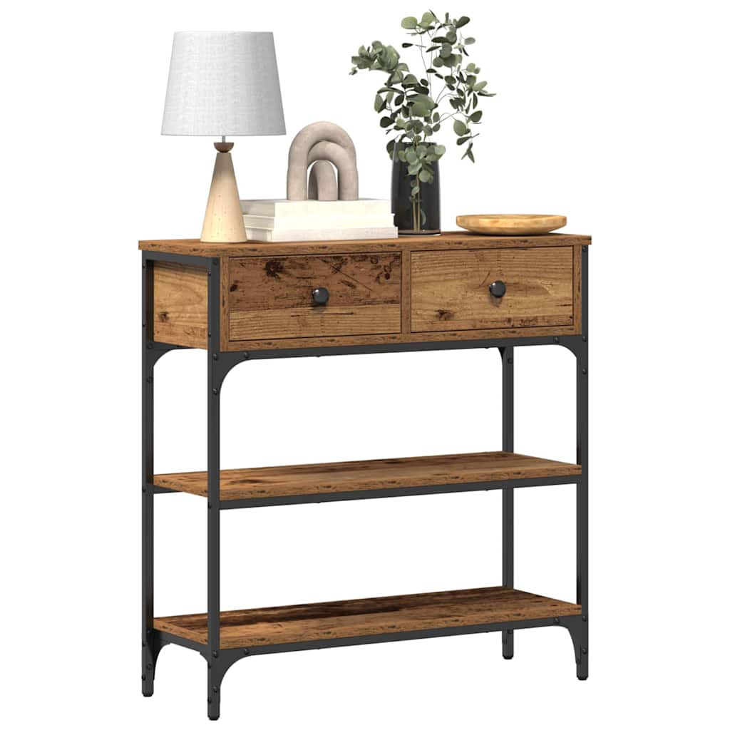 vidaXL Console Tafel Oud hout 72,5 x 25 x 75 cm Gelaagd hout en metaal