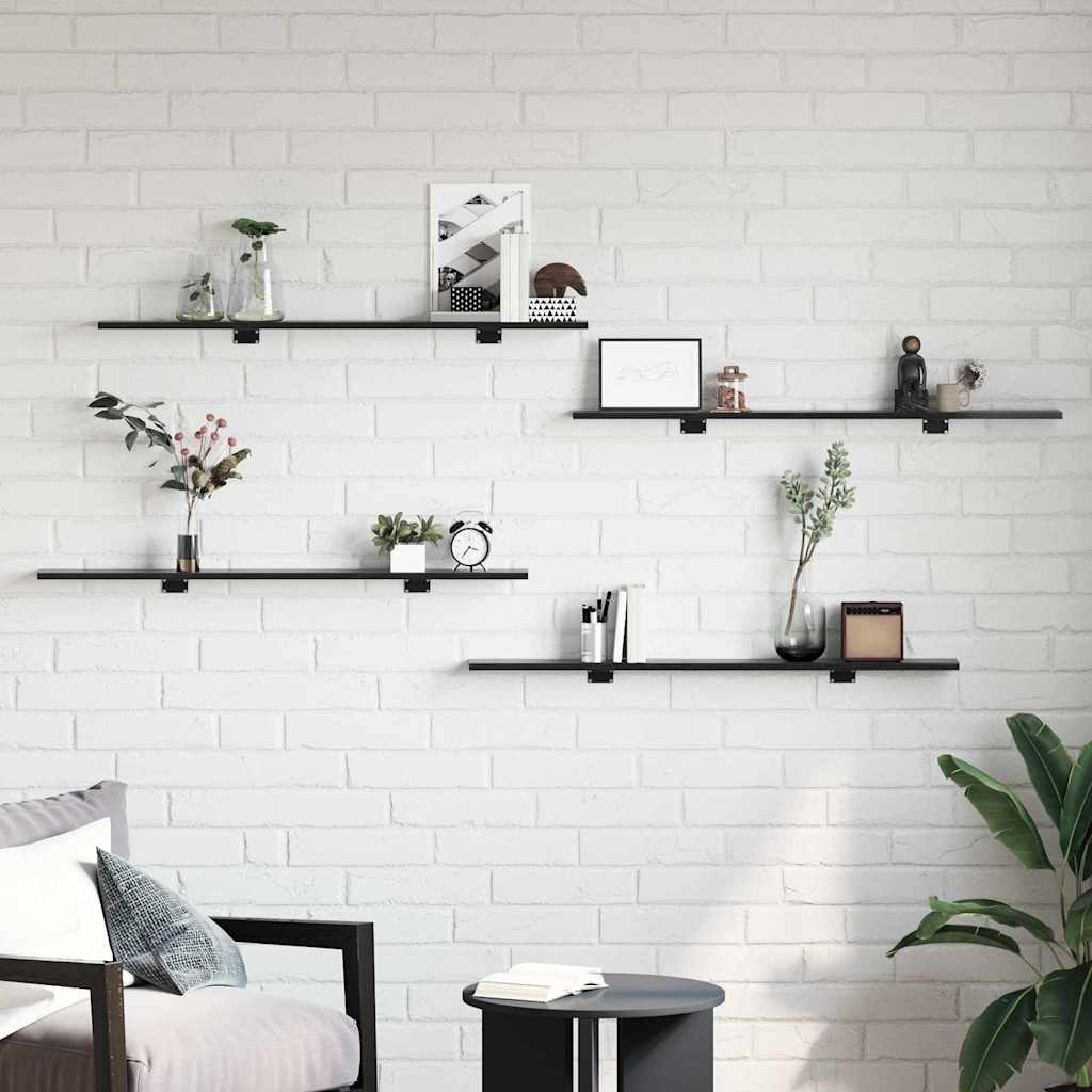 vidaXL Boekenplank Bord 4 pcs Zwart 100 x 10 x 1.5 cm Bewerkt hout