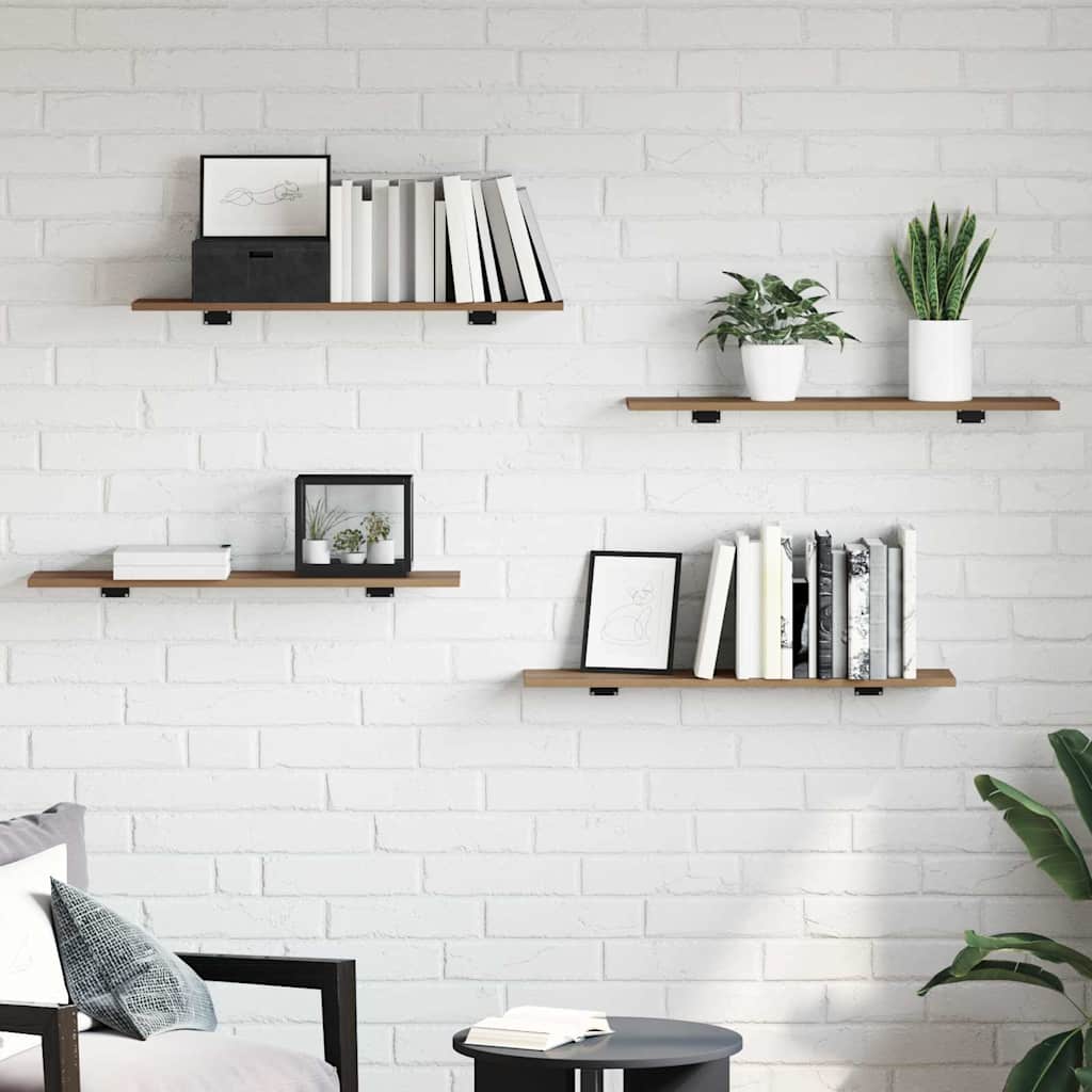 vidaXL Boekenplank Bord 4 pcs Bruin 80 x 20 x 1.5 cm Bewerkt hout