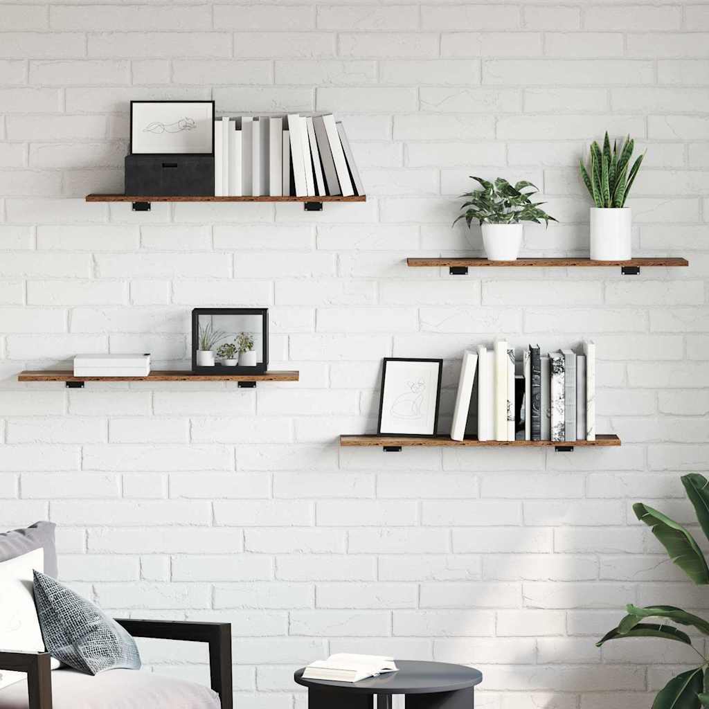 vidaXL Boekenplank Bord 4 pcs Bruin 80 x 20 x 1.5 cm Bewerkt hout