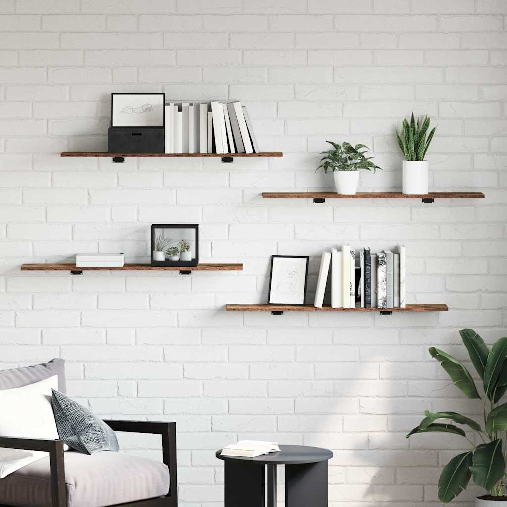 vidaXL Boekenplank Bord 4 pcs Bruin 100 x 20 x 1.5 cm Bewerkt hout