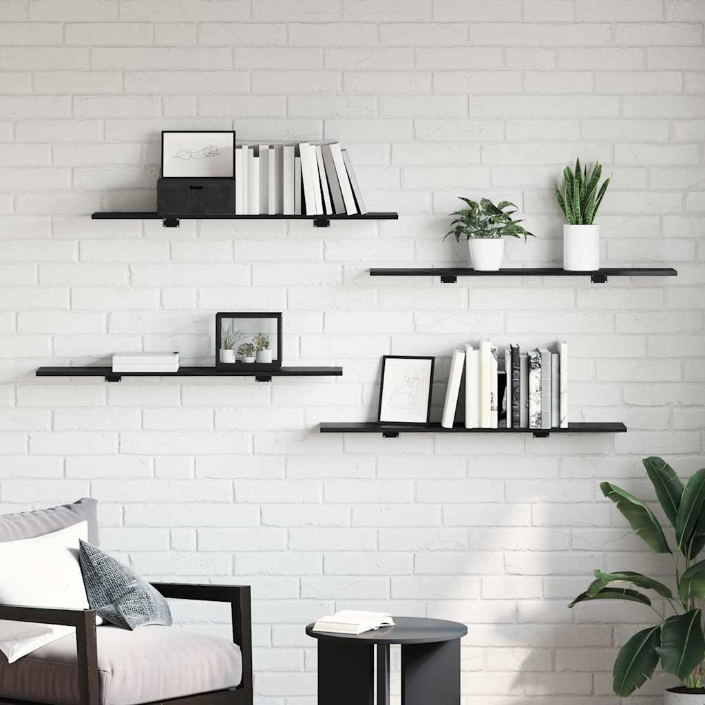 vidaXL Boekenplank Bord 4 pcs Zwart 100 x 20 x 1.5 cm Bewerkt hout