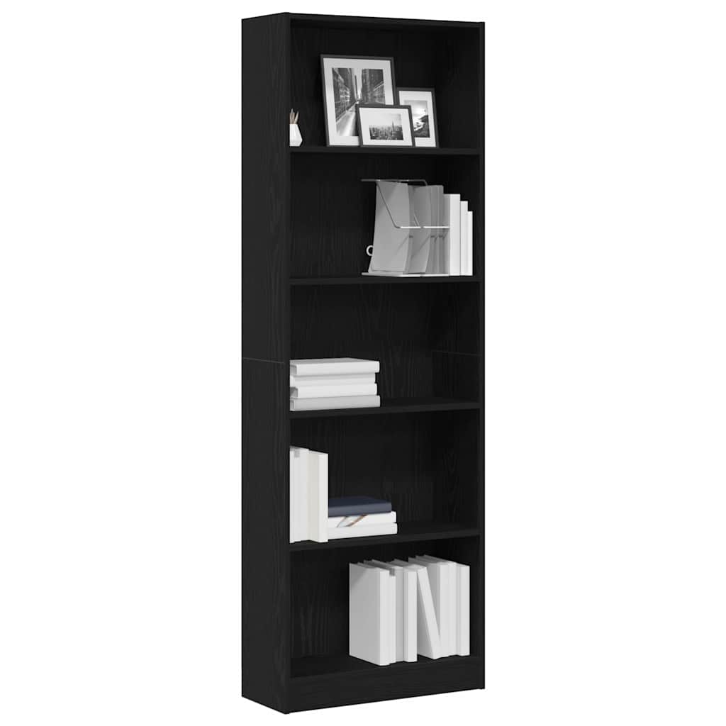 vidaXL Boekenkast Zwart eiken 60 x 24 x 176 cm Bewerkt hout