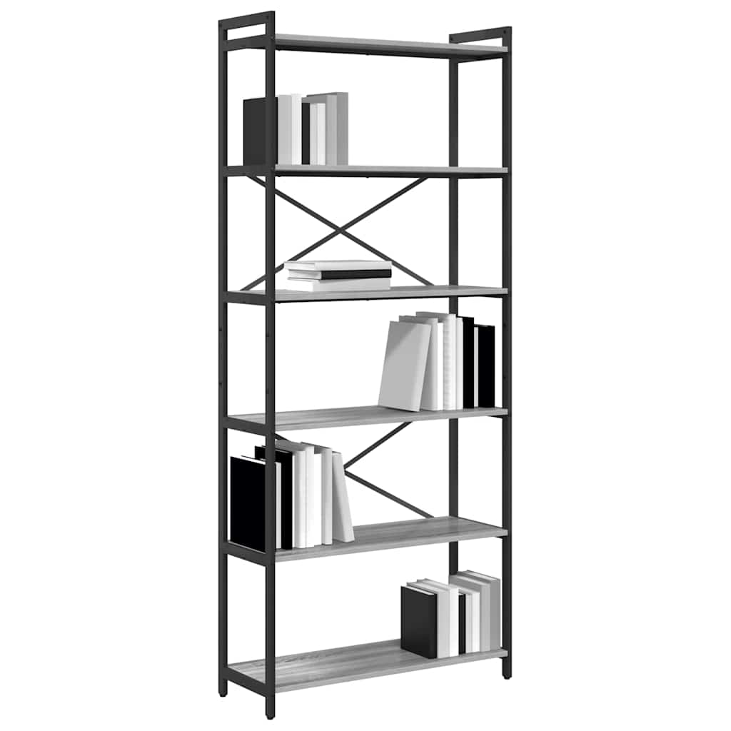 vidaXL Boekenkast Grijs sonoma 80 x 30 x 188 cm Bewerkt hout