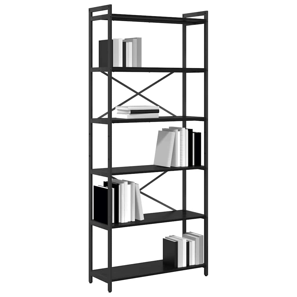 vidaXL Boekenkast Zwart eiken 80 x 30 x 188 cm Bewerkt hout