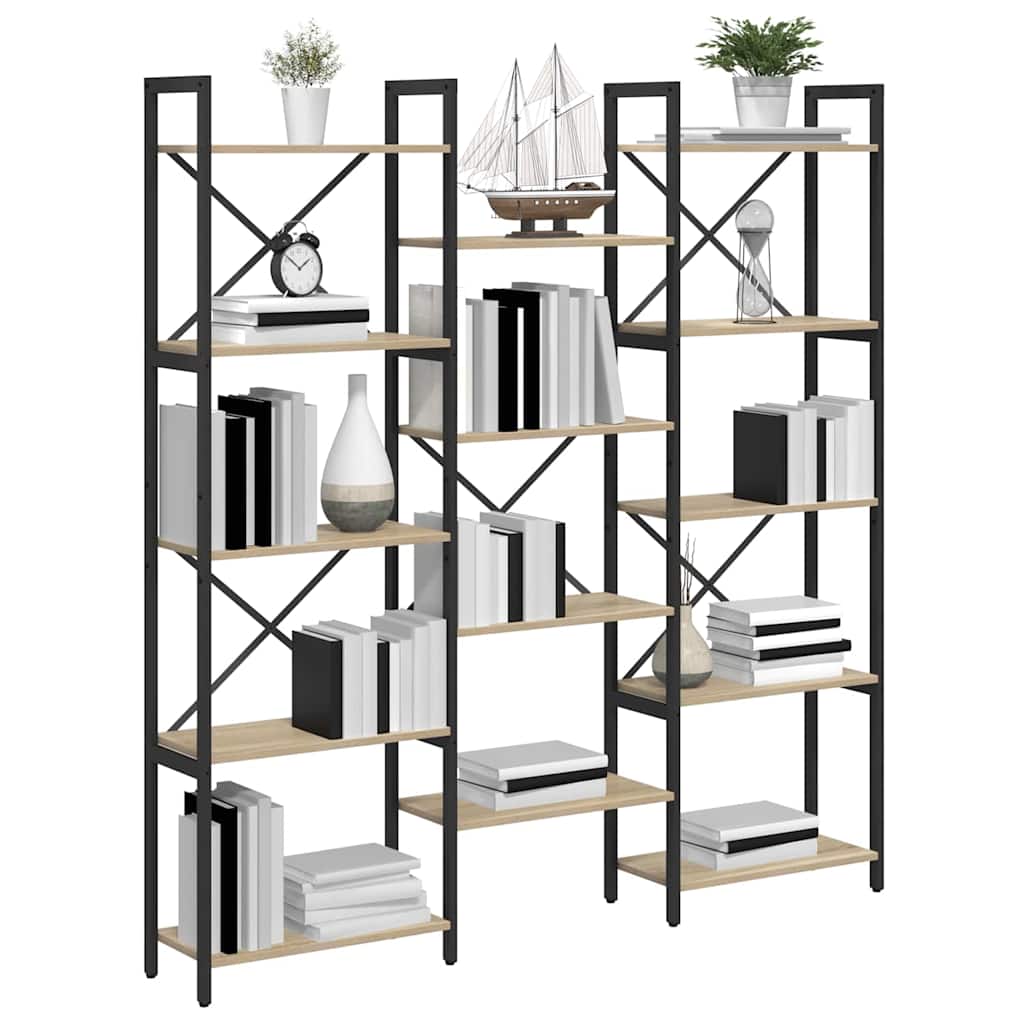 vidaXL Boekenkast Sonoma eiken 156 x 25 x 167.5 cm Bewerkt hout