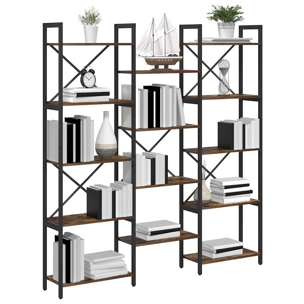 vidaXL Boekenkast Gerookt eiken 156 x 25 x 167.5 cm Bewerkt hout
