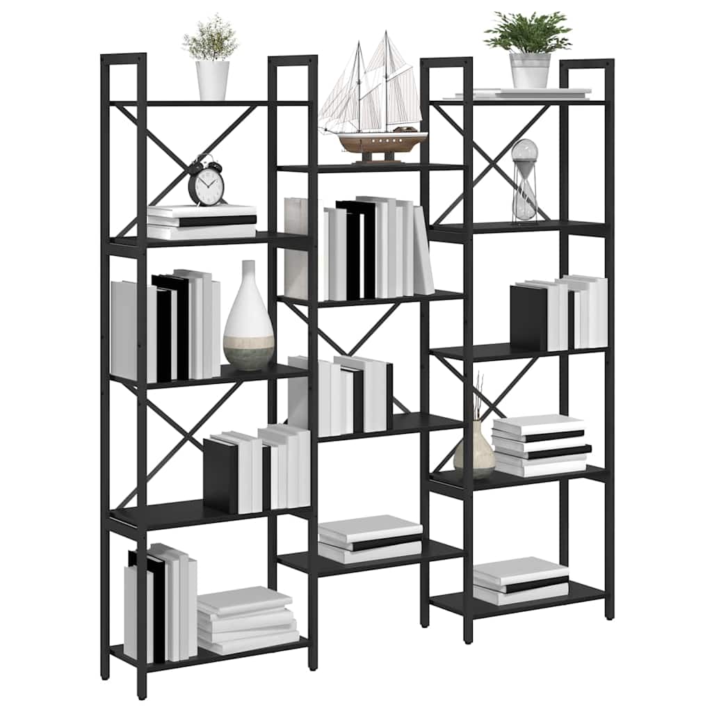 vidaXL Boekenkast Zwart eiken 156 x 25 x 167.5 cm Bewerkt hout
