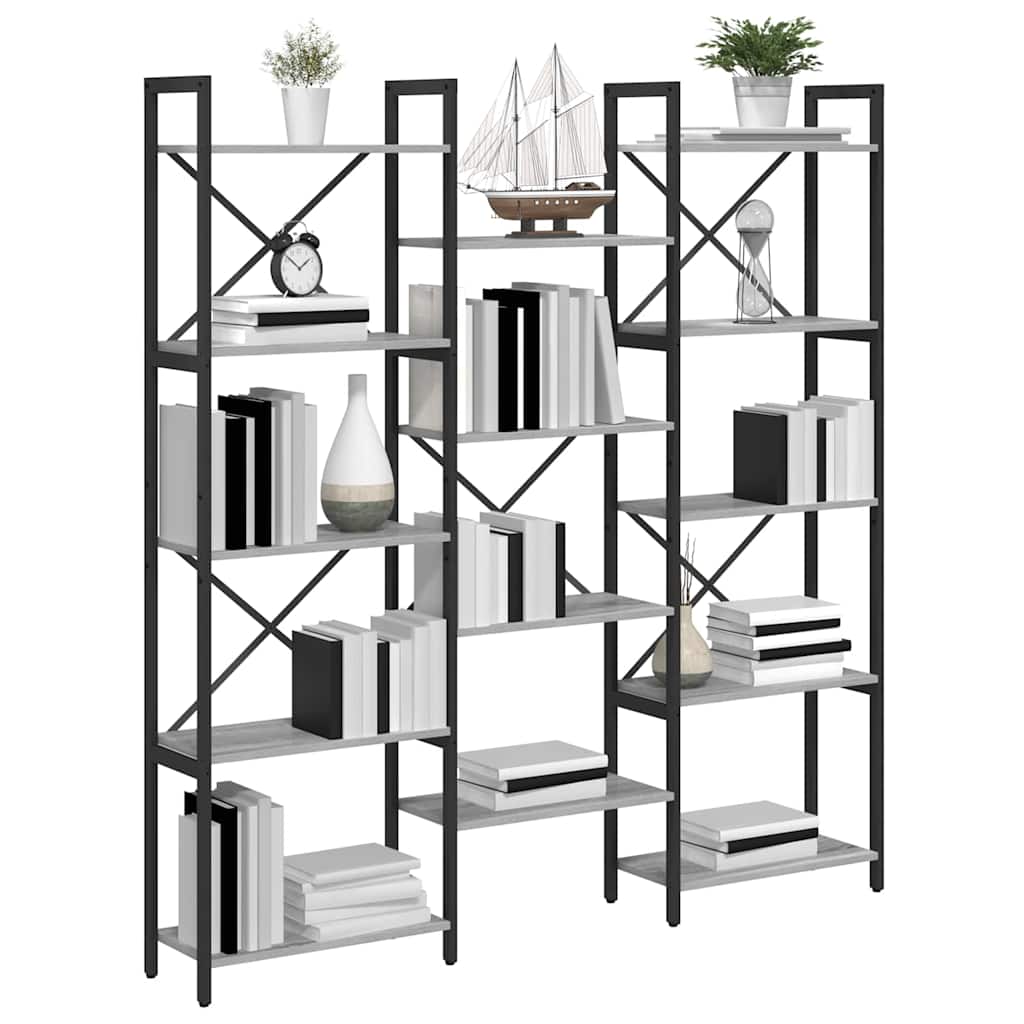 vidaXL Boekenkast Grijs sonoma 156 x 25 x 167.5 cm Bewerkt hout