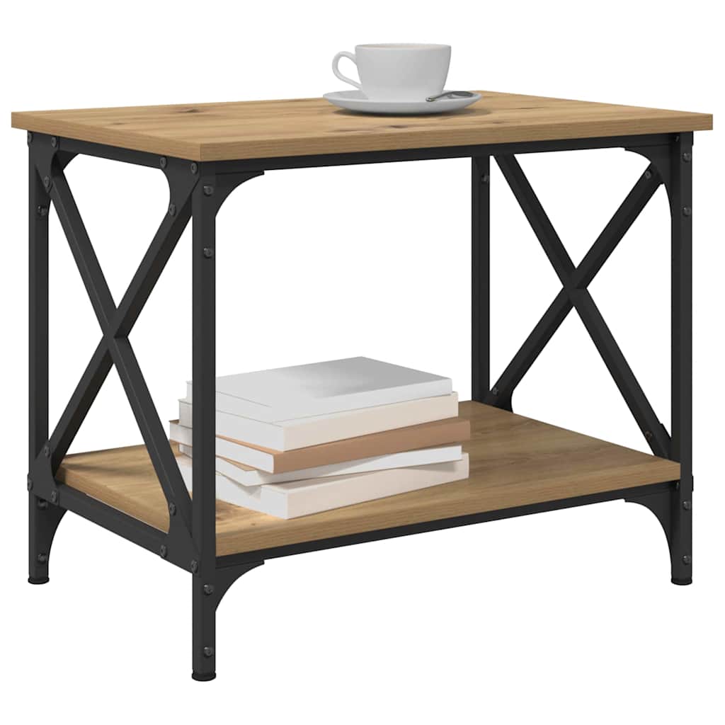 vidaXL Bijzettafel artisanaal eikenkleurig 55 x 38 x 45 cm