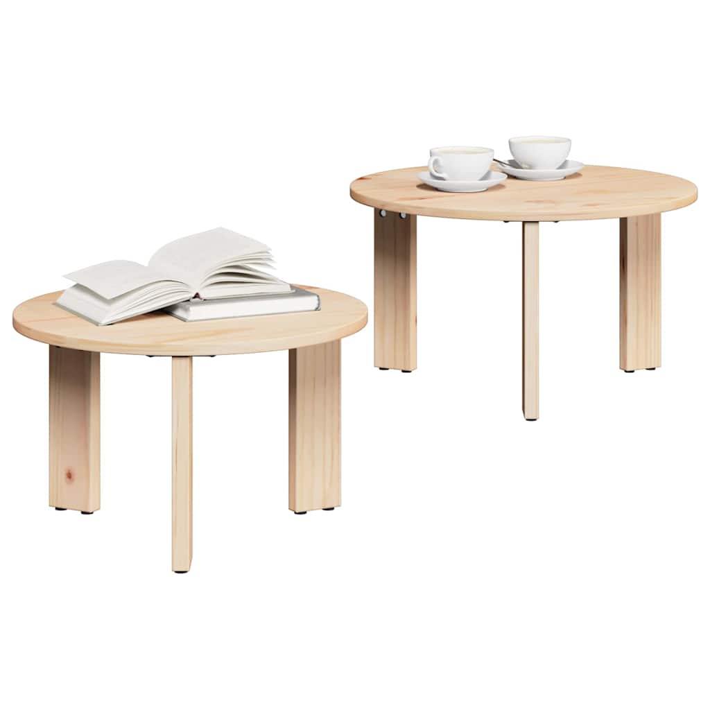 vidaXL Salontafel 2 pcs Naturel 47.5 x 47.5 x 27 cm Massief grenenhout