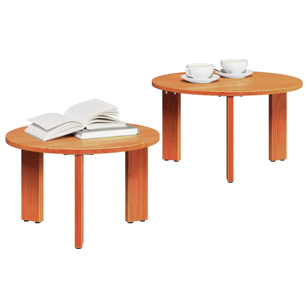 vidaXL Salontafel 2 pcs Wasbruin 47.5 x 47.5 x 27 cm