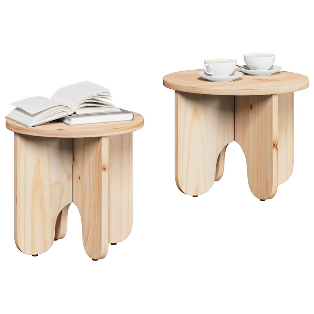 vidaXL Salontafel 2 pcs Naturel 39.5 x 39.5 x 30 cm Massief grenenhout