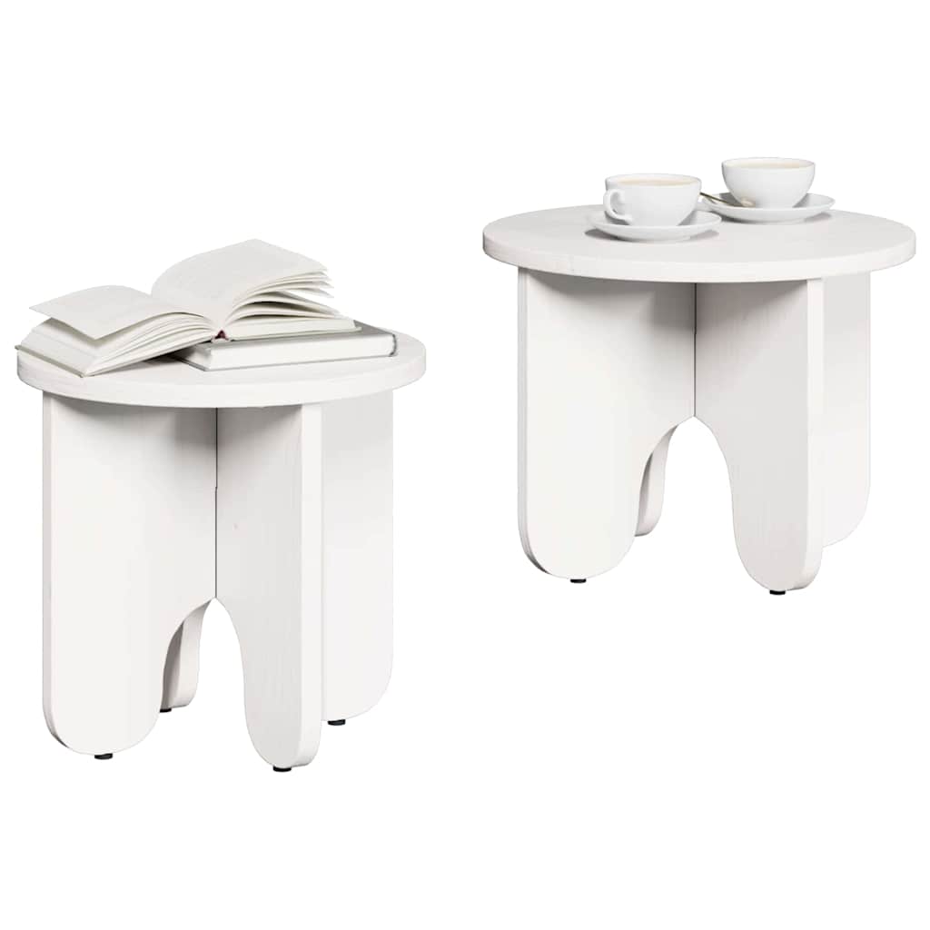vidaXL Salontafel 2 pcs Wit 39.5 x 39.5 x 30 cm Massief grenenhout