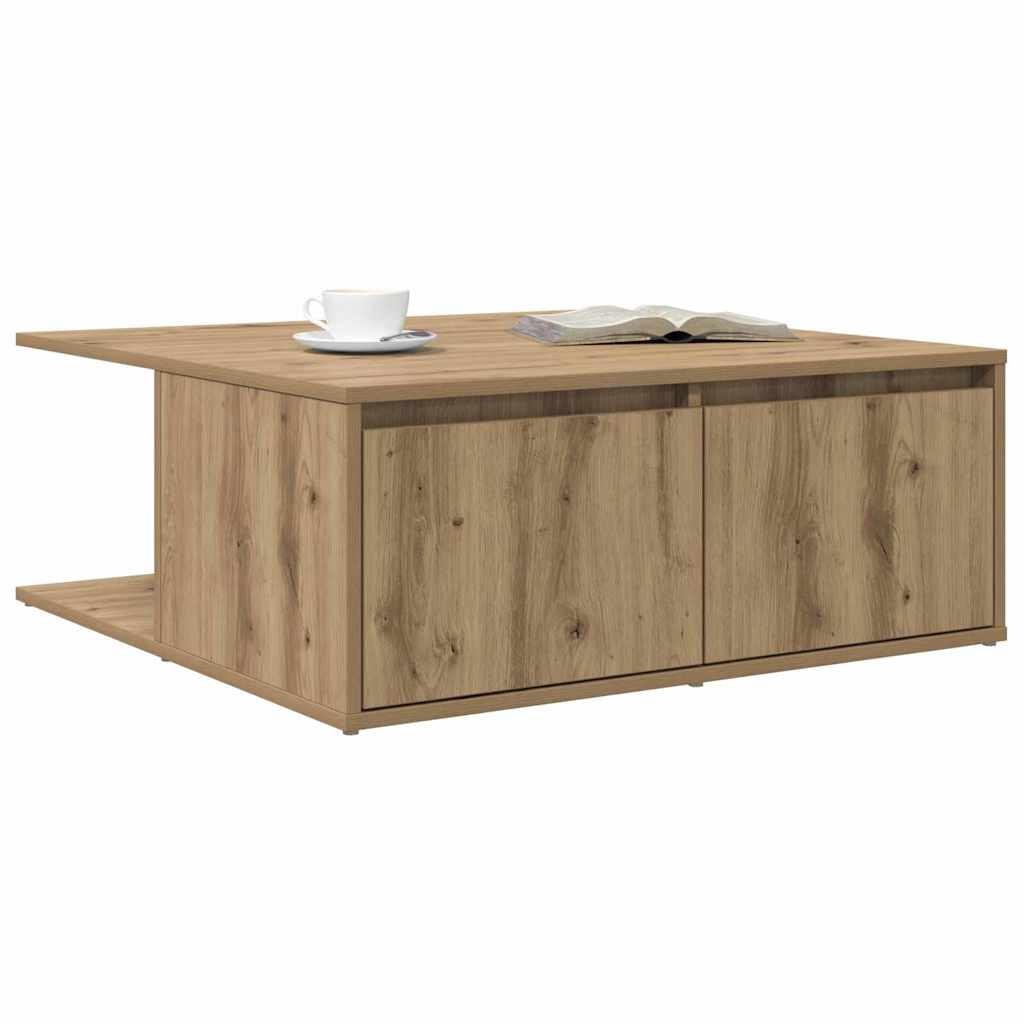 vidaXL Salontafel artisanaal eikenkleurig 80 x 80 x 31 cm Bewerkt hout