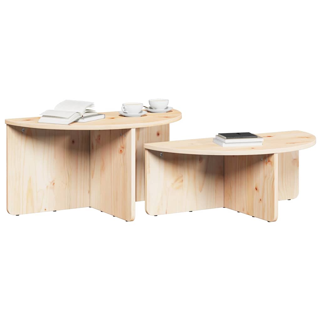 vidaXL Salontafel 2 pcs Naturel 79 x 39.5 x 40 cm Massief grenenhout