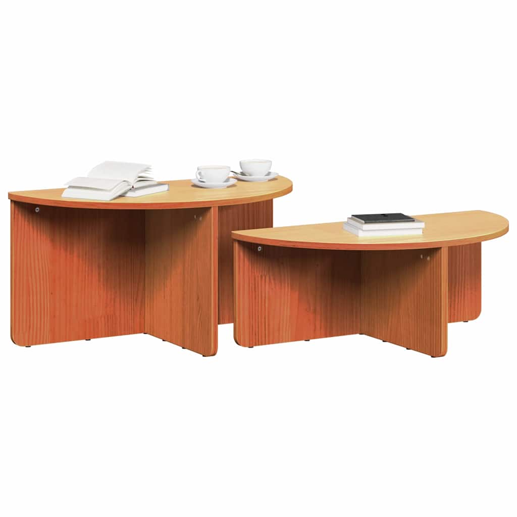vidaXL Salontafel 2 pcs Wasbruin 79 x 39.5 x 40 cm Massief grenenhout