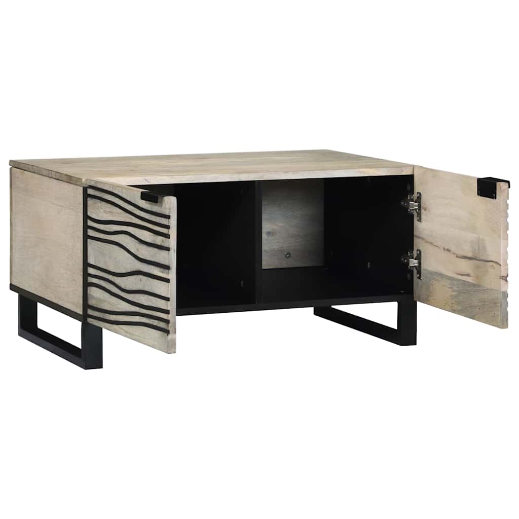 vidaXL Salontafel Wit, Zwart 80 x 50 x 40 cm massief mangohout