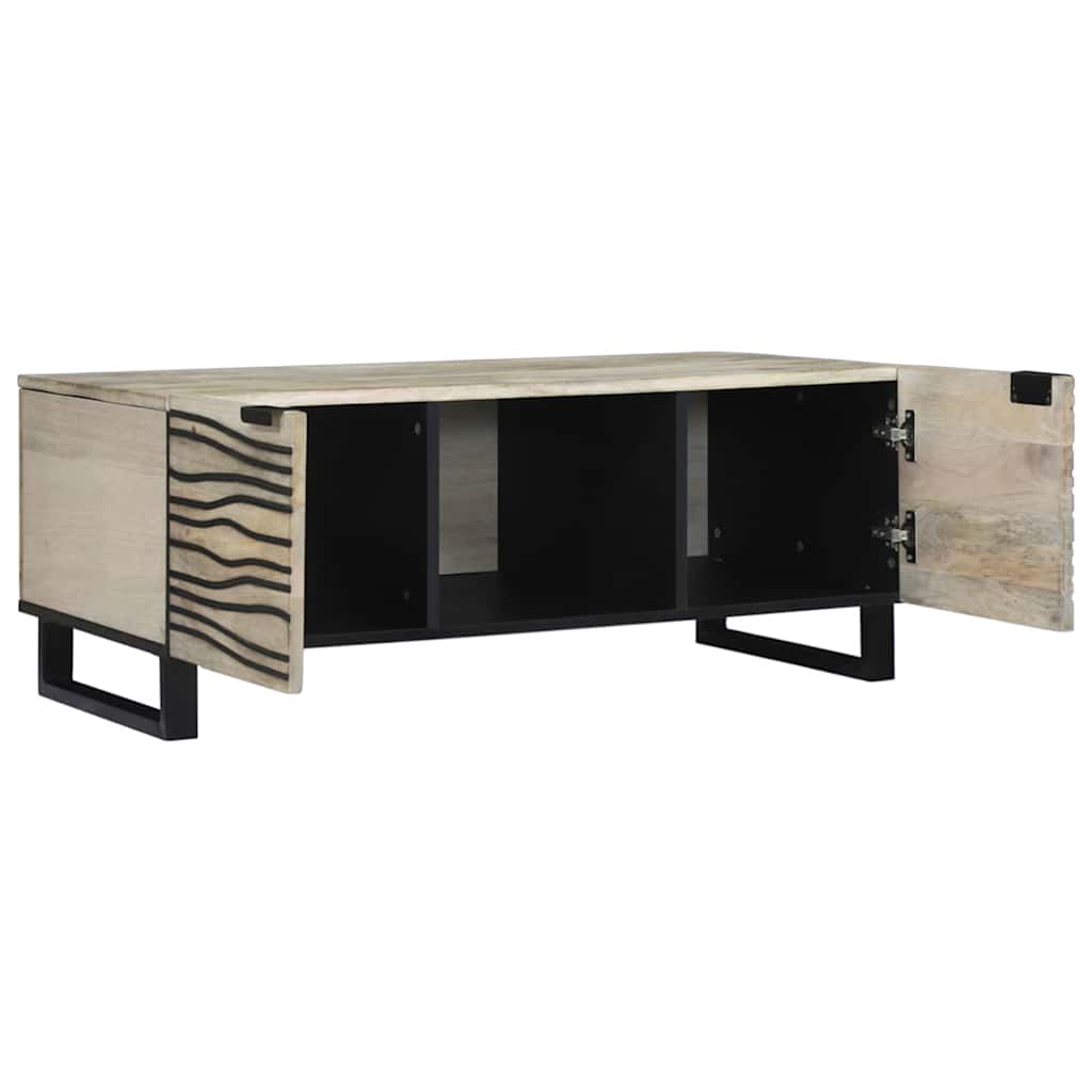 vidaXL Salontafel Wit, Zwart 100 x 54 x 40 cm massief mangohout