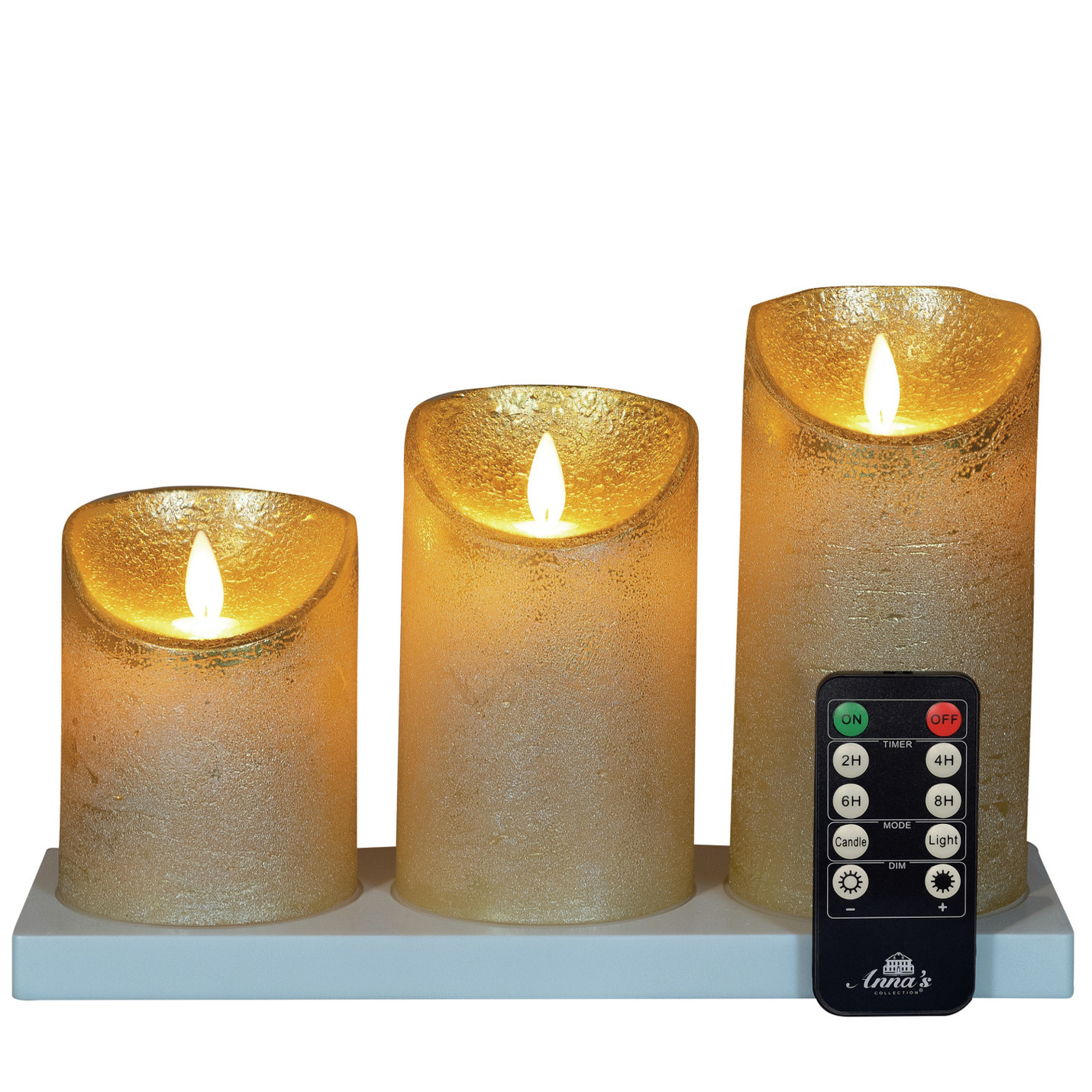 Anna's Collection LED kaarsen - 3x - goud - oplaad -