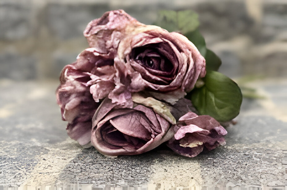 Buitengewoon de boet Boeket antiek paarse rozen en hortensia's - 
