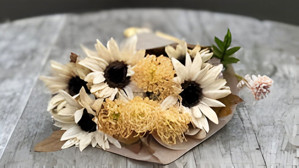 Buitengewoon de boet Boeket gedroogde kunstbloemen creme - 