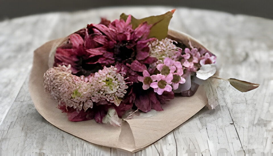 Buitengewoon de boet Boeket gedroogde kunstbloemen bordeaux - 
